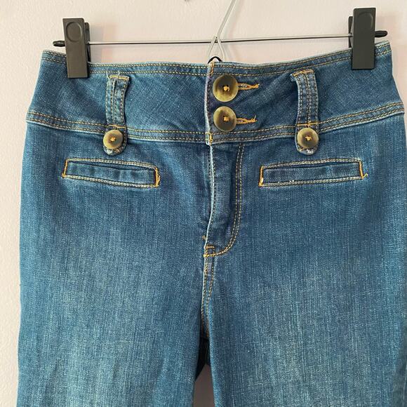 Pilcro Anthropologie Women's size 26 Dark Wash Cropped Flare High Rise Jeans - Picture 3 of 11